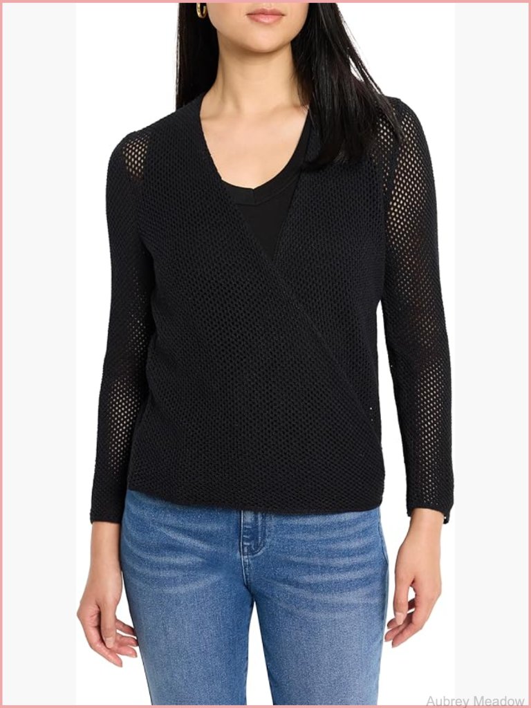 Midweight Mesh Cocoon Cardigan Open Front Long Sleeve